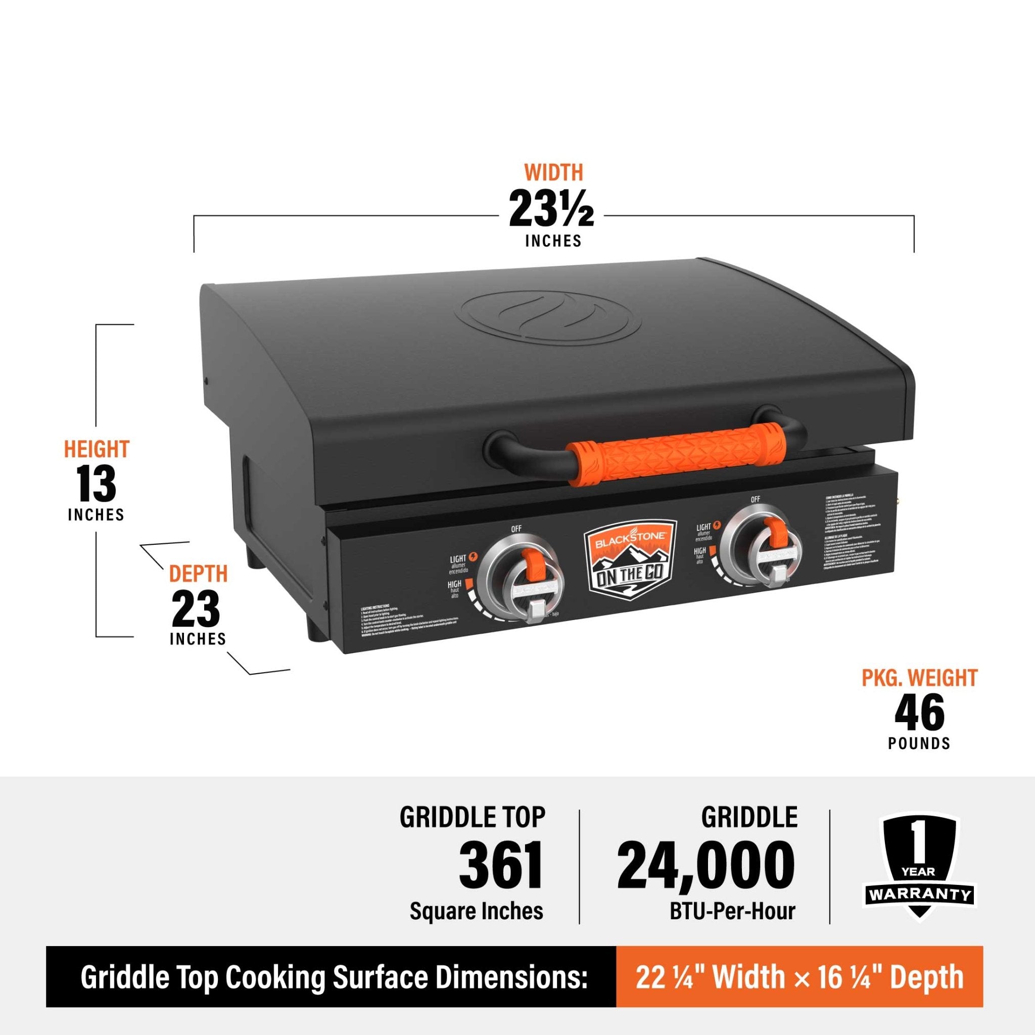 On The Go 22in Tabletop Griddle w/Hood